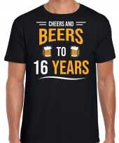 16 jaar cadeau shirt cheers and beers zwart voor heren