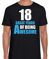 18 great awesome years t-shirt 18 jaar verjaardag shirt zwart voor heren