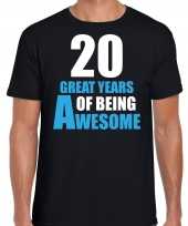 20 great awesome years t-shirt 20 jaar verjaardag shirt zwart voor heren