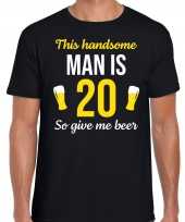 20 jaar verjaardag shirt zwart heren handsome man 20 give beer cadeau t-shirt