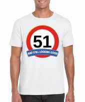 51 jaar verkeersbord t-shirt wit heren
