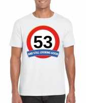 53 jaar verkeersbord t-shirt wit heren