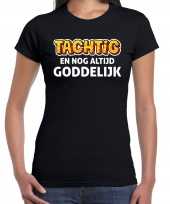 80 jaar verjaardag shirt zwart dames tachtig en goddelijk cadeau t-shirt