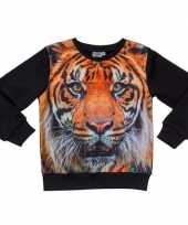 All over print crewneck sweater met tijger voor kinderen