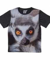 All over print t-shirt met ringstaart maki voor kinderen