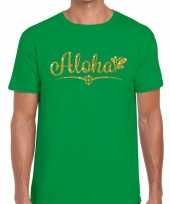 Aloha fun hawaii t-shirt groen voor heren
