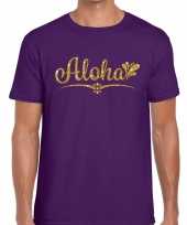 Aloha fun hawaii t-shirt paars voor heren