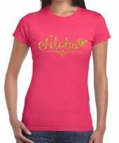 Aloha goud fun t-shirt roze voor dames