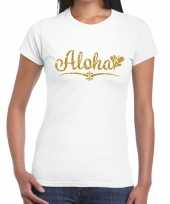 Aloha goud fun t-shirt wit voor dames