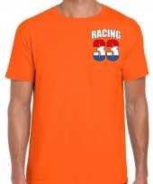 Autocoureur autosport supporter met racing 33 bedrukking op borst t-shirt oranje voor heren