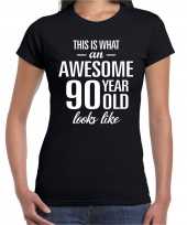 Awesome 90 year cadeau verjaardag t-shirt zwart voor dames
