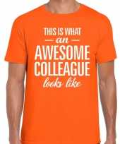 Awesome colleague fun t-shirt oranje voor heren