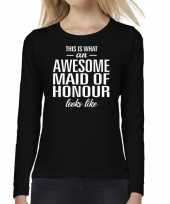 Awesome maid of honor getuige cadeau shirt zwart voor dames