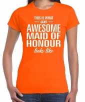 Awesome maid of honour kado t-shirt oranje voor dames