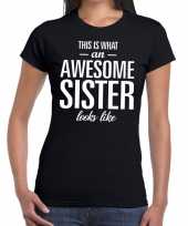 Awesome sister fun t-shirt zwart voor dames
