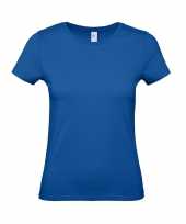 Basic dames shirt met ronde hals blauw van katoen