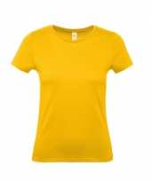 Basic dames shirt met ronde hals geel van katoen