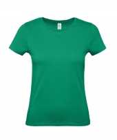 Basic dames shirt met ronde hals groen van katoen