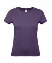 Basic dames shirt met ronde hals paars van katoen