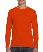 Basic heren t-shirt oranje met lange mouwen