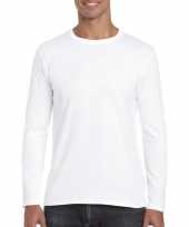 Basic heren t-shirt wit met lange mouwen