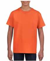Basic kinder shirt voor meisjes en jongens met ronde hals oranje van katoen koningsdag oranje supporter