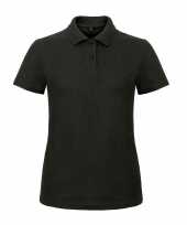 Basic polo t-shirt poloshirt zwart van katoen voor dames