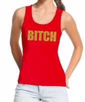 Bitch fun tanktop mouwloos shirt rood voor dames