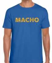 Blauw macho goud fun t-shirt voor heren