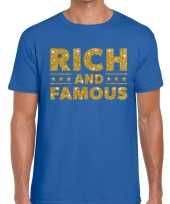 Blauw rich and famous goud fun t-shirt voor heren
