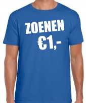 Blauw zoenen 1 euro fun shirtje feest t-shirt voor heren