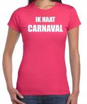 Carnaval verkleed shirt roze voor dames ik haat carnaval kostuum