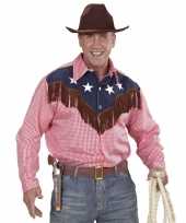 Cowboy blouse rood geruit met franjes voor heren