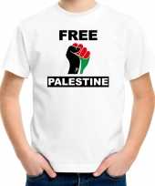Demonstratie palestina t-shirt met free palestine wit kinderen
