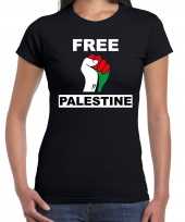 Demonstratie palestina t-shirt met free palestine zwart dames