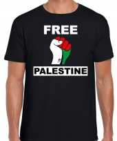 Demonstratie palestina t-shirt met free palestine zwart heren