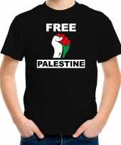 Demonstratie palestina t-shirt met free palestine zwart kinderen