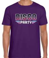 Feest-shirt disco seventies party t-shirt paars voor heren