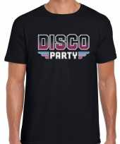 Feest-shirt disco seventies party t-shirt zwart voor heren