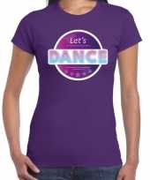 Feest-shirt lets dance disco seventies t-shirt paars voor dames