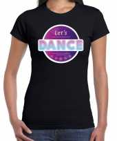 Feest-shirt lets dance disco seventies t-shirt zwart voor dames