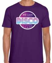 Feest-shirt we love disco seventies t-shirt paars voor heren