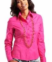 Fuchsia gekleurd dames overhemd met lange mouwen