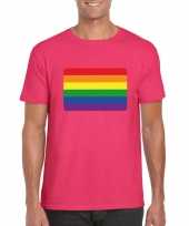 Gay pride lgbt-shirt regenboog vlag roze heren