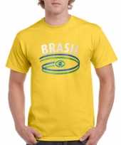 Geel heren shirtje met braziliaanse vlag 10048398