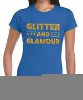 Glitter and glamour fun t-shirt blauw voor dames