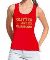 Glitter and glamour fun tanktop mouwloos shirt rood voor dames