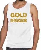 Gold digger fun tanktop mouwloos shirt wit voor heren