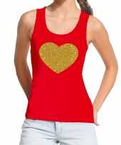Gouden hart fun tanktop mouwloos shirt rood voor dames