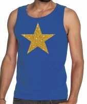 Gouden ster fun tanktop mouwloos shirt blauw voor heren